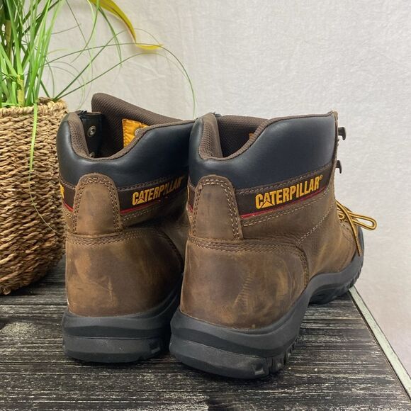 Caterpillar Men\'s Brown Leather Lace Ankle Outline ASTM F2892-18 Work Boots 12 main image 4